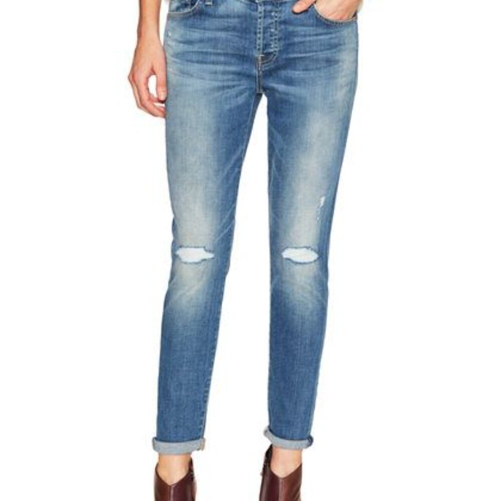 Joe's Size 28 Lara Mid Rise Straight Distressed Ankle Stretch Jeans NEW